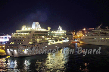 Azamara Quest in Piraeus at Night